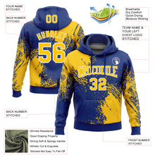 Charger l&#39;image dans la galerie, Custom Stitched Royal Yellow-White 3D Pattern Design Abstract Brush Stroke Sports Pullover Sweatshirt Hoodie
