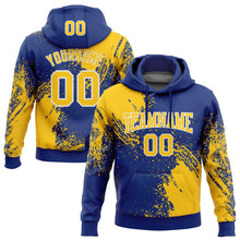 Charger l&#39;image dans la galerie, Custom Stitched Royal Yellow-White 3D Pattern Design Abstract Brush Stroke Sports Pullover Sweatshirt Hoodie
