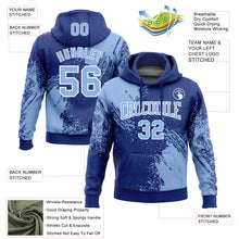 Charger l&#39;image dans la galerie, Custom Stitched Royal Light Blue-White 3D Pattern Design Abstract Brush Stroke Sports Pullover Sweatshirt Hoodie
