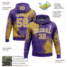 Загрузить изображение в средство просмотра галереи, Custom Stitched Purple Old Gold-White 3D Pattern Design Abstract Brush Stroke Sports Pullover Sweatshirt Hoodie
