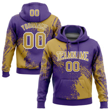 Загрузить изображение в средство просмотра галереи, Custom Stitched Purple Old Gold-White 3D Pattern Design Abstract Brush Stroke Sports Pullover Sweatshirt Hoodie

