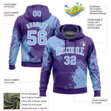 Загрузить изображение в средство просмотра галереи, Custom Stitched Purple Light Blue-White 3D Pattern Design Abstract Brush Stroke Sports Pullover Sweatshirt Hoodie
