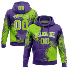 Загрузить изображение в средство просмотра галереи, Custom Stitched Purple Neon Green-White 3D Pattern Design Abstract Brush Stroke Sports Pullover Sweatshirt Hoodie
