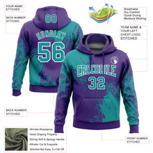 Загрузить изображение в средство просмотра галереи, Custom Stitched Purple Teal-White 3D Pattern Design Abstract Brush Stroke Sports Pullover Sweatshirt Hoodie
