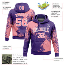 Загрузить изображение в средство просмотра галереи, Custom Stitched Purple Medium Pink-White 3D Pattern Design Abstract Brush Stroke Sports Pullover Sweatshirt Hoodie
