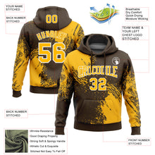 Laden Sie das Bild in den Galerie-Viewer, Custom Stitched Brown Gold-White 3D Pattern Design Abstract Brush Stroke Sports Pullover Sweatshirt Hoodie
