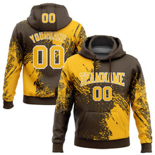 Laden Sie das Bild in den Galerie-Viewer, Custom Stitched Brown Gold-White 3D Pattern Design Abstract Brush Stroke Sports Pullover Sweatshirt Hoodie
