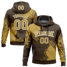 Laden Sie das Bild in den Galerie-Viewer, Custom Stitched Brown Old Gold-White 3D Pattern Design Abstract Brush Stroke Sports Pullover Sweatshirt Hoodie
