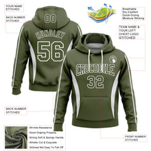 Загрузить изображение в средство просмотра галереи, Custom Stitched Olive White 3D Pattern Design Color Blocking Stripe Sports Pullover Sweatshirt Hoodie
