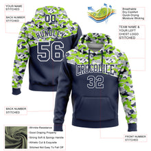 Laden Sie das Bild in den Galerie-Viewer, Custom Stitched Camo Navy Neon Green-Gray 3D Sports Pullover Sweatshirt Salute To Service Hoodie
