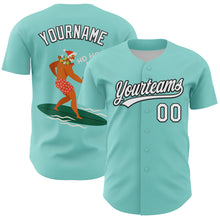 Загрузить изображение в средство просмотра галереи, Custom Ice Blue White-Black 3D Funny Christmas Authentic Baseball Jersey
