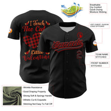 Load image into Gallery viewer, Custom Black Red 3D Love Heart Valentine&#39;s Day Authentic Baseball Jersey

