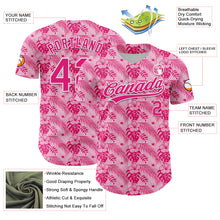 Laden Sie das Bild in den Galerie-Viewer, Custom Hot Pink White 3D Tropical Hawaii Jungle Leaves And Flower Authentic Baseball Jersey
