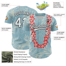 Load image into Gallery viewer, Custom Shadow Blue White-Black 3D Tropical Hawaii Leaves And Flower Authentic Baseball Jersey
