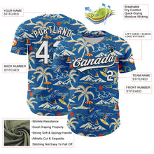 Charger l&#39;image dans la galerie, Custom Blue White-Black 3D Tropical Beach Island Hawaii Palm Tree Authentic Baseball Jersey
