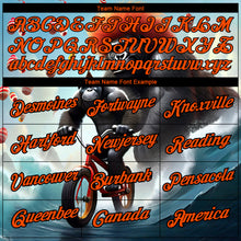 Laden Sie das Bild in den Galerie-Viewer, Custom Ice Blue Orange-Black 3D Pattern Design Extreme Sport Cartoon Animal Gorilla Riding Performance T-Shirt
