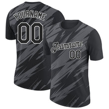 Laden Sie das Bild in den Galerie-Viewer, Custom Black Steel Gray-White 3D Esports Performance T-Shirt
