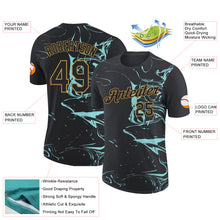Charger l&#39;image dans la galerie, Custom Black Ice Blue-Old Gold 3D Esports Performance T-Shirt

