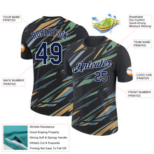 Charger l&#39;image dans la galerie, Custom Black Navy Ice Blue Shadow Blue-Gold 3D Esports Performance T-Shirt
