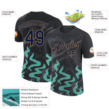 Charger l&#39;image dans la galerie, Custom Black Navy Aqua Gray-Old Gold 3D Esports Performance T-Shirt
