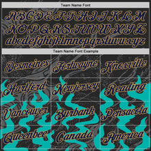 Charger l&#39;image dans la galerie, Custom Black Navy Aqua Gray-Old Gold 3D Esports Performance T-Shirt
