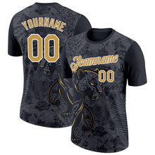 Laden Sie das Bild in den Galerie-Viewer, Custom Black Old Gold-Steel Gray 3D Esports Leopard Performance T-Shirt
