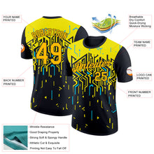 Charger l&#39;image dans la galerie, Custom Black Gold Light Yellow-Sky Blue 3D Esports Performance T-Shirt
