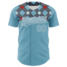 Загрузить изображение в средство просмотра галереи, Custom Shadow Blue White 3D Pattern Design Father&#39;s Day Mustache Authentic Baseball Jersey
