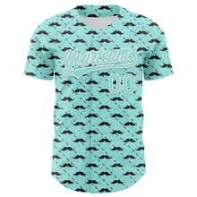 Laden Sie das Bild in den Galerie-Viewer, Custom Ice Blue White 3D Pattern Design Father&#39;s Day Mustache Authentic Baseball Jersey
