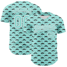 Laden Sie das Bild in den Galerie-Viewer, Custom Ice Blue White 3D Pattern Design Father&#39;s Day Mustache Authentic Baseball Jersey
