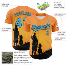 Load image into Gallery viewer, Custom Bay Orange Sky Blue-Black 3D Pattern Design Father&#39;s Day Family Love Authentic Baseball Jersey
