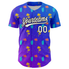 Load image into Gallery viewer, Custom Purple White-Black 3D Hawaii Tropical Palm Tree Authentic Baseball Jersey
