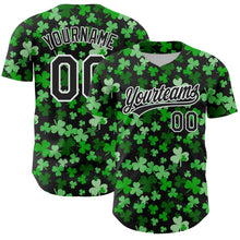 Charger l&#39;image dans la galerie, Custom Black White 3D St. Patrick&#39;s Day Shamrock Authentic Baseball Jersey
