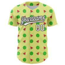 Загрузить изображение в средство просмотра галереи, Custom Yellow White-Black 3D Hawaii Fruit Watermelon Authentic Baseball Jersey
