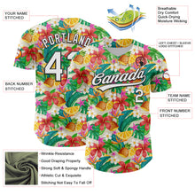 Загрузить изображение в средство просмотра галереи, Custom Yellow White-Black 3D Hawaii Tropical Palm Leaves Flower And Fruit Pineapple Authentic Baseball Jersey
