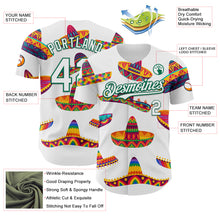 Charger l&#39;image dans la galerie, Custom White Kelly Green 3D Mexican Festival Sombrero Cinco de Mayo Authentic Baseball Jersey
