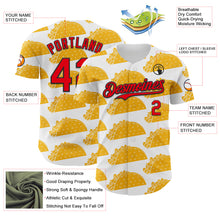 Load image into Gallery viewer, Custom White Fire Red-Black 3D Mexican Festival Nachos And Tacos Cinco de Mayo Authentic Baseball Jersey
