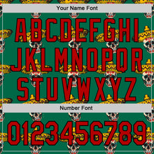 Load image into Gallery viewer, Custom Kelly Green Red-Black 3D Mexican Festival Skull With Sombrero Cinco de Mayo Authentic Baseball Jersey
