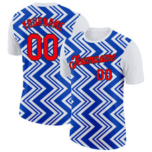 Laden Sie das Bild in den Galerie-Viewer, Custom White Fire Red Thunder Blue-Black 3D Esports Performance T-Shirt
