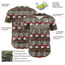 Загрузить изображение в средство просмотра галереи, Custom Olive White 3D Punk Rock Skull Authentic Baseball Jersey
