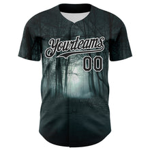 Load image into Gallery viewer, Custom Black White 3D Spooky Skull Authentic Baseball Jersey
