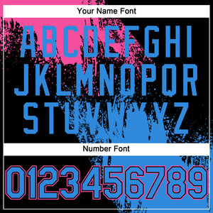 Custom Pink Electric Blue-Black 3D Pattern Design Abstract Brush Stroke Authentic Baseball Jersey