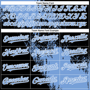 Custom Light Blue Black-White 3D Pattern Design Abstract Brush Stroke Authentic Baseball Jersey