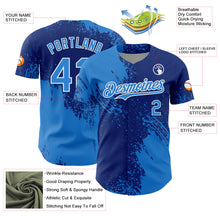 Load image into Gallery viewer, Custom Electric Blue Royal-White 3D Pattern Design Abstract Brush Stroke Authentic Baseball Jersey
