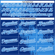 Load image into Gallery viewer, Custom Electric Blue Royal-White 3D Pattern Design Abstract Brush Stroke Authentic Baseball Jersey
