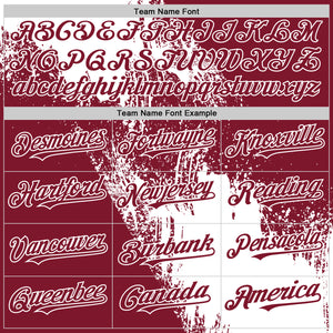Custom White Crimson 3D Pattern Design Abstract Brush Stroke Authentic Baseball Jersey