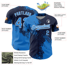 Load image into Gallery viewer, Custom Electric Blue Navy-White 3D Pattern Design Abstract Brush Stroke Authentic Baseball Jersey
