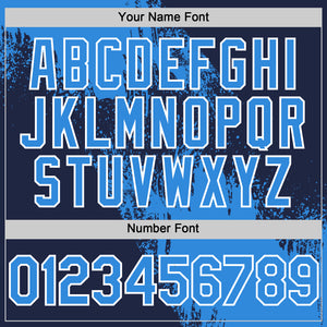 Custom Electric Blue Navy-White 3D Pattern Design Abstract Brush Stroke Authentic Baseball Jersey