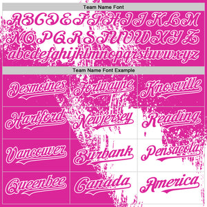 Custom White Deep Pink 3D Pattern Design Abstract Brush Stroke Authentic Baseball Jersey