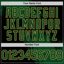Load image into Gallery viewer, Custom Green Black-Old Gold 3D Pattern Design Abstract Brush Stroke Authentic Baseball Jersey
